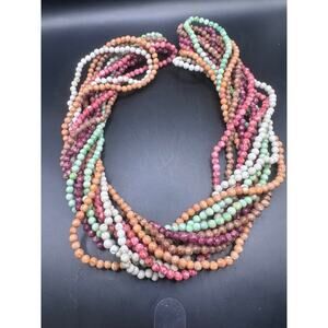 Vintage 1980s 6 Strand Dyed Stone Necklaces